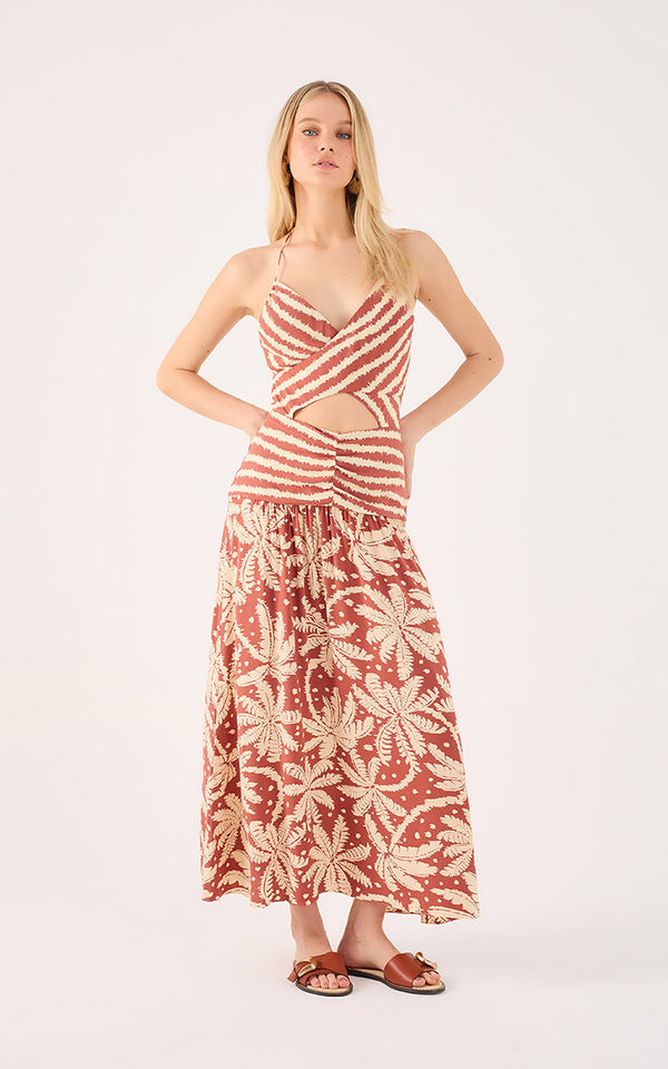 Cropped Crepe Dress In Bahia Mix Print