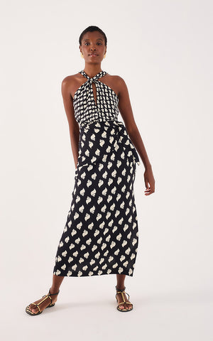 Cropped Crepe Dress In Coastal Print