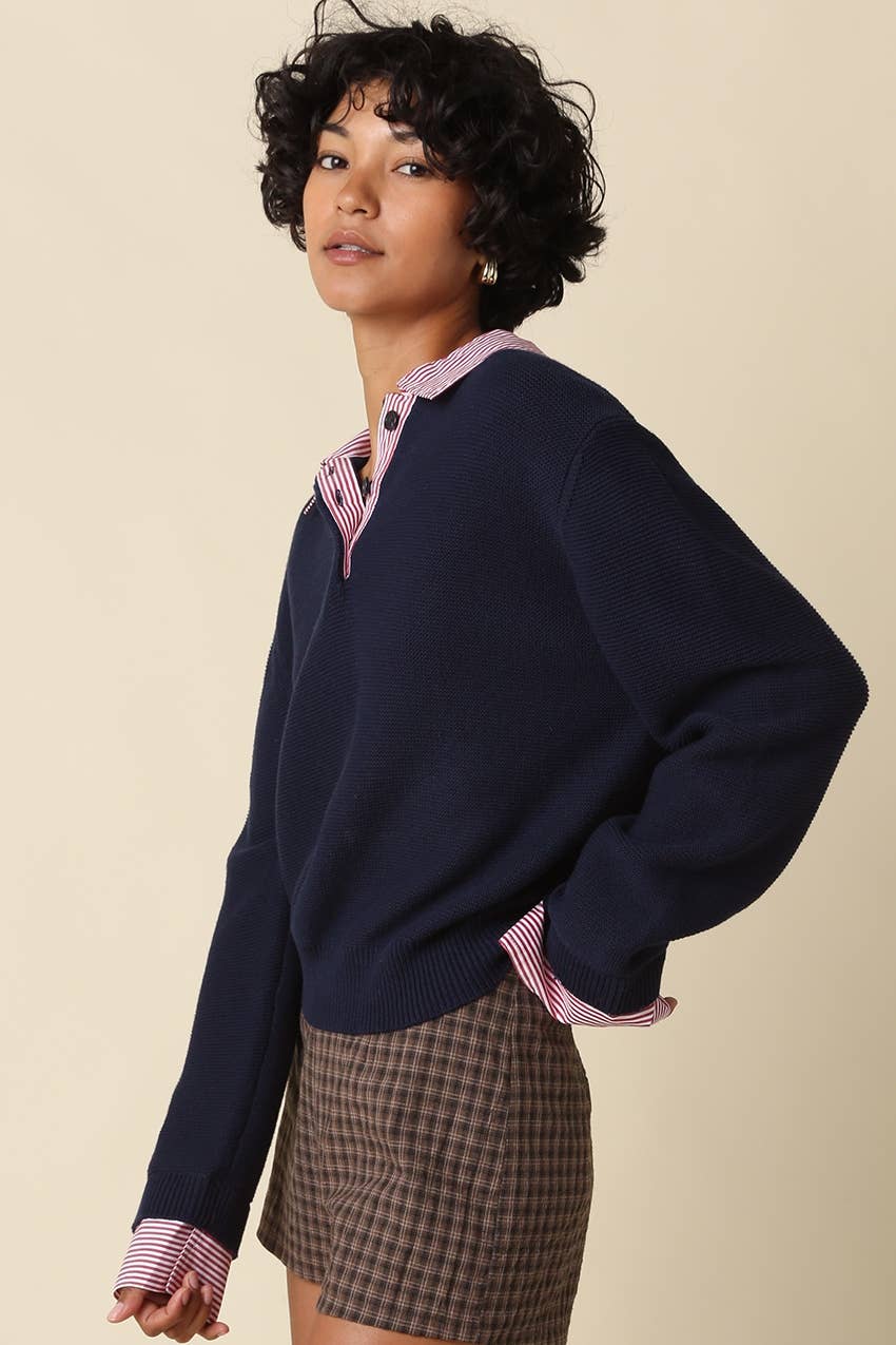 Jill Layered Collar Knit Top