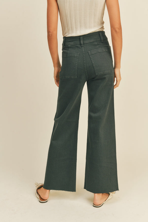 Straight Wide Leg Pant Front Pocket