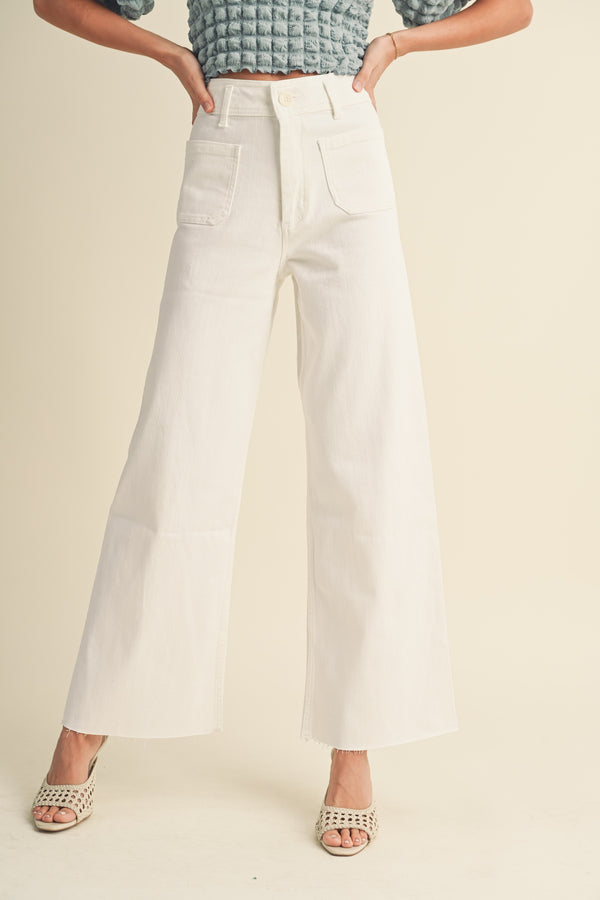 STRAIGHT WIDE LEG PANTS WITH FRONT POCKET