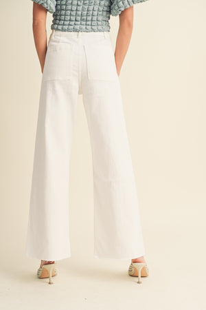 STRAIGHT WIDE LEG PANTS WITH FRONT POCKET