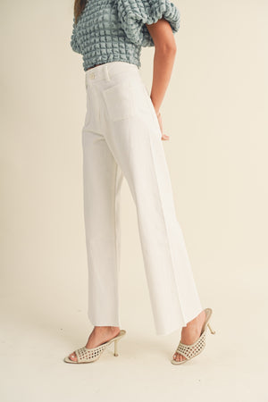 STRAIGHT WIDE LEG PANTS WITH FRONT POCKET