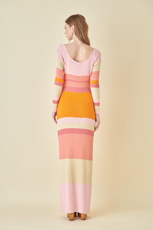 Scoop Neck Colorblock Rib Dress