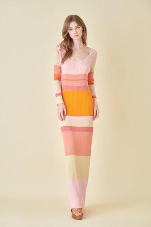 Scoop Neck Colorblock Rib Dress