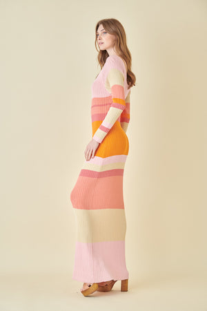 Scoop Neck Colorblock Rib Dress