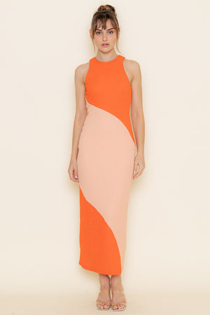 Stretchy Colorblock Maxi Dress