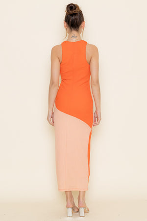 Stretchy Colorblock Maxi Dress