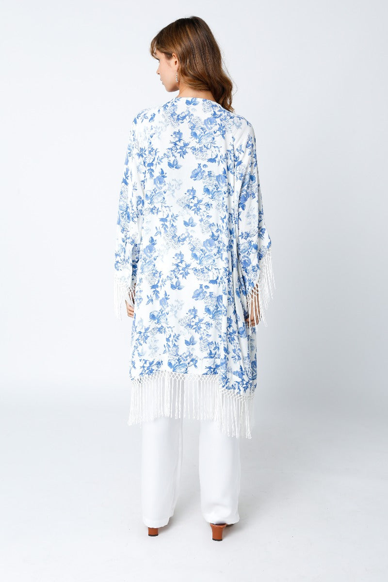 Cream Blue Kimono