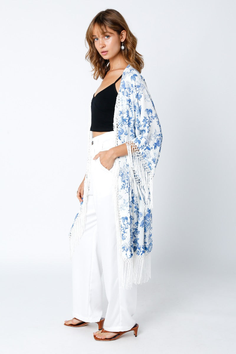 Cream Blue Kimono