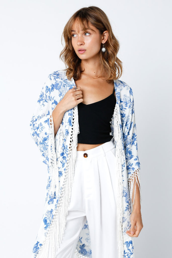Cream Blue Kimono
