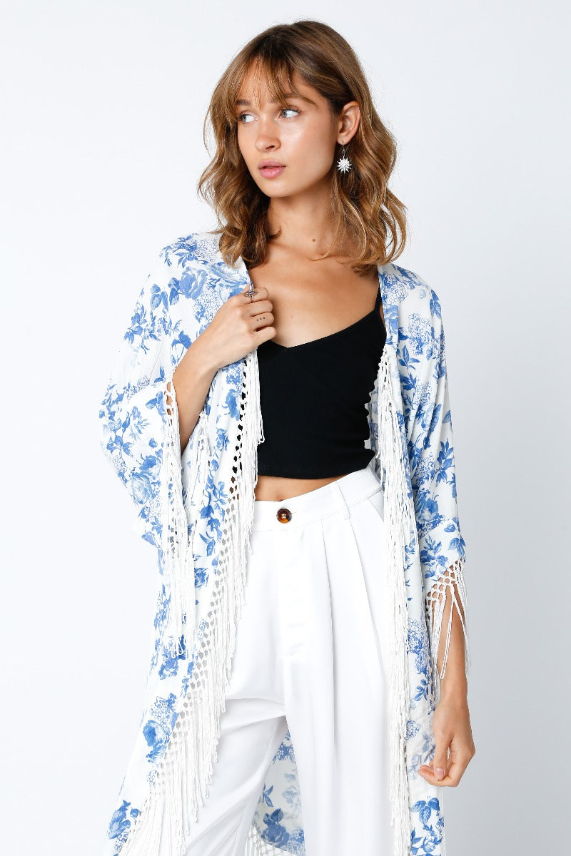 Cream Blue Kimono