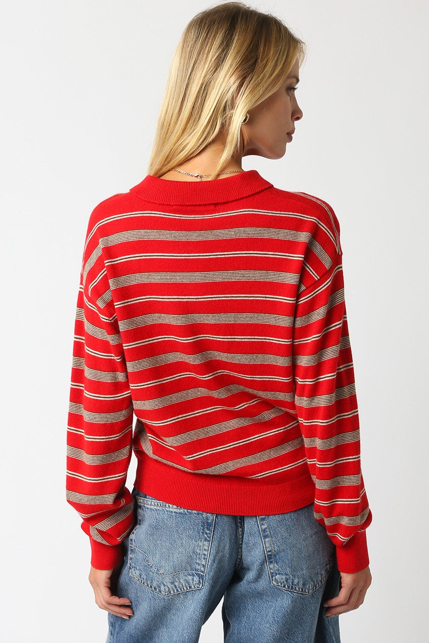 Kathy Striped Polo Sweater