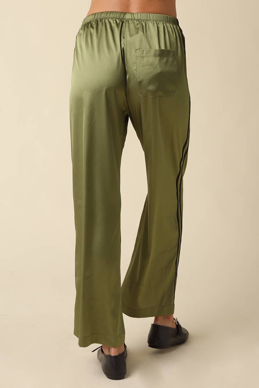 Maggie Side Stripe Pants: NAVY CREAM / M