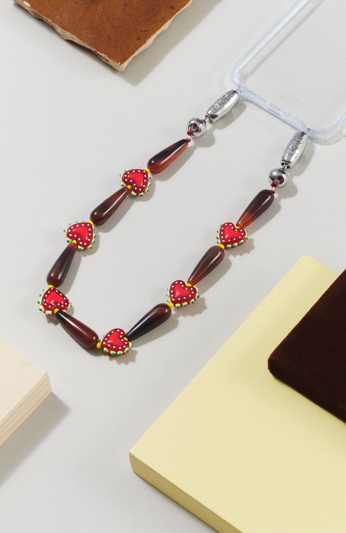 Western Heart Wristlet Red Agate