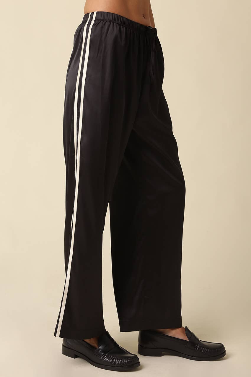 Maggie Side Stripe Pants: NAVY CREAM / L