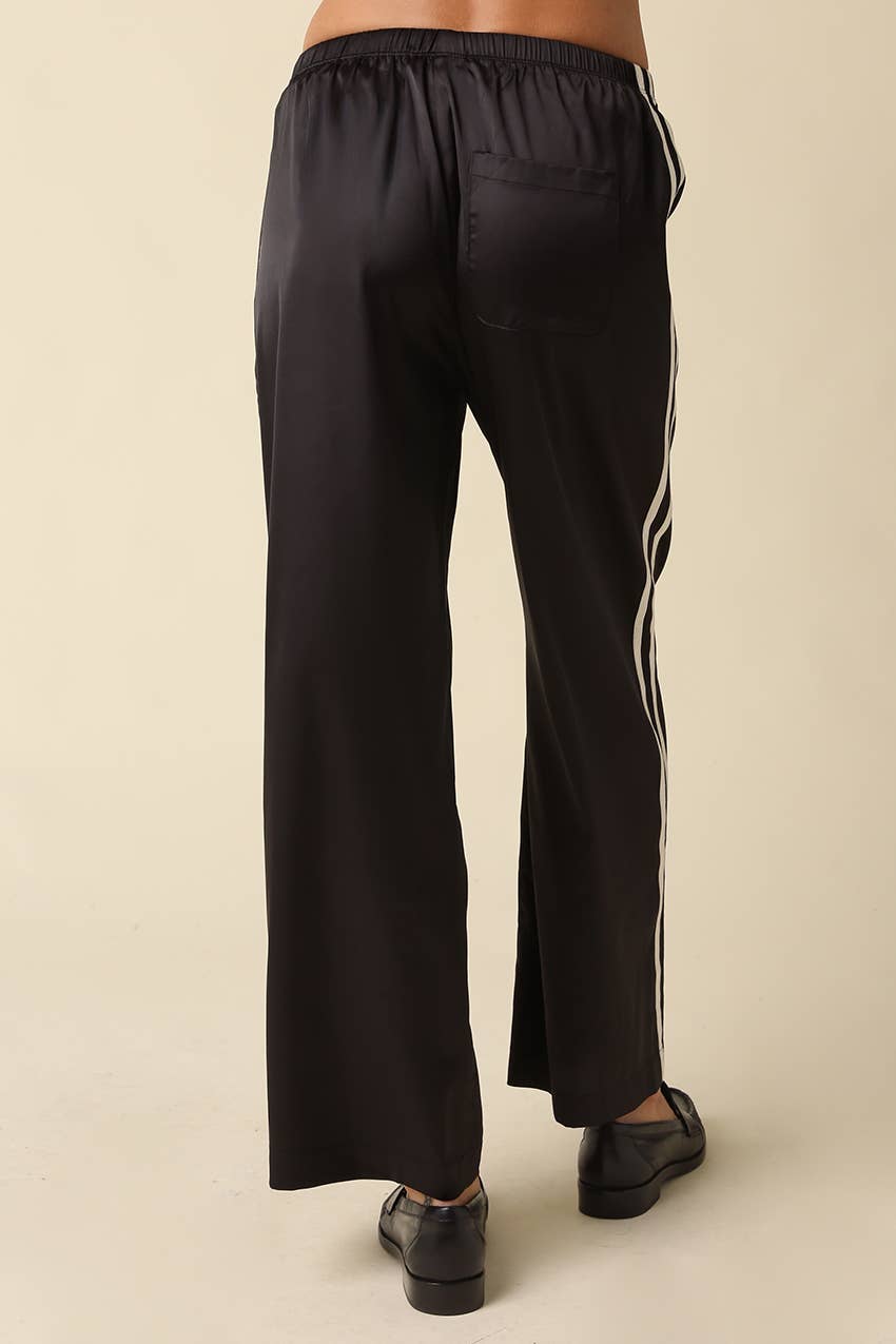 Maggie Side Stripe Pants: NAVY CREAM / M