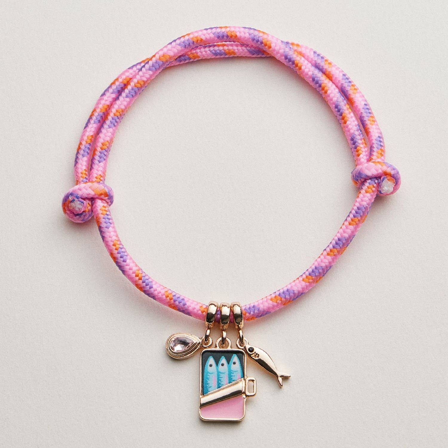 Woven Sardine Charm Bracelet—Fish Motif with Pull Tie: GDPK / ONE