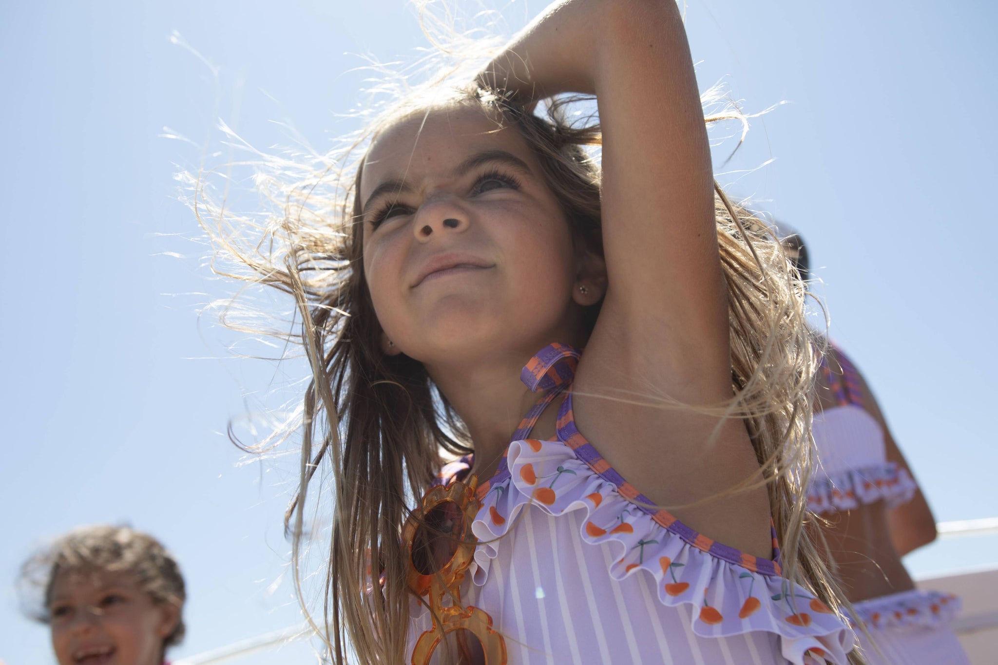 Lavander cherry swimsuit: 6Y