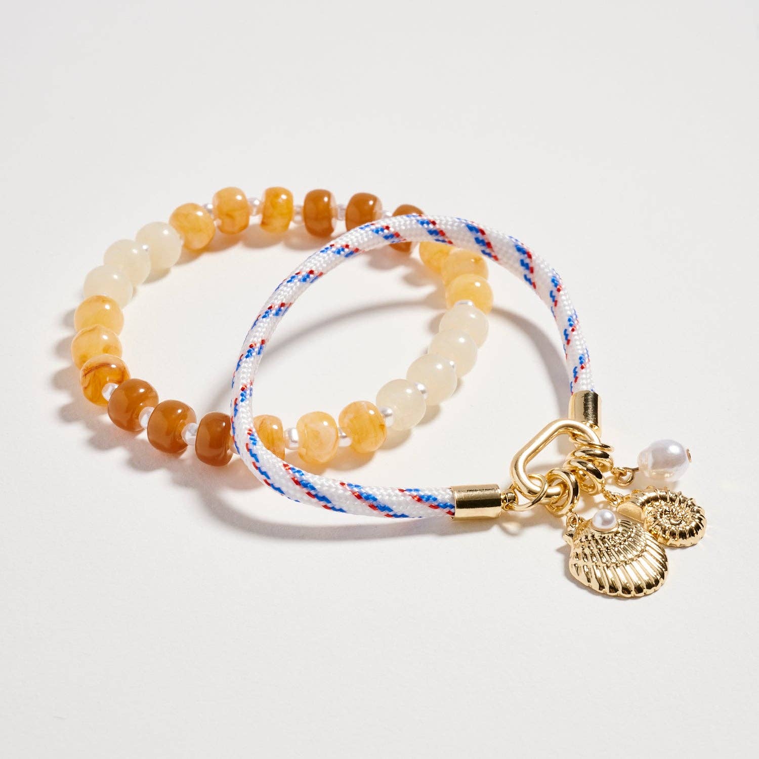 Beaded Rope Charm Bracelet Set | Summer Stack: WT / ONE