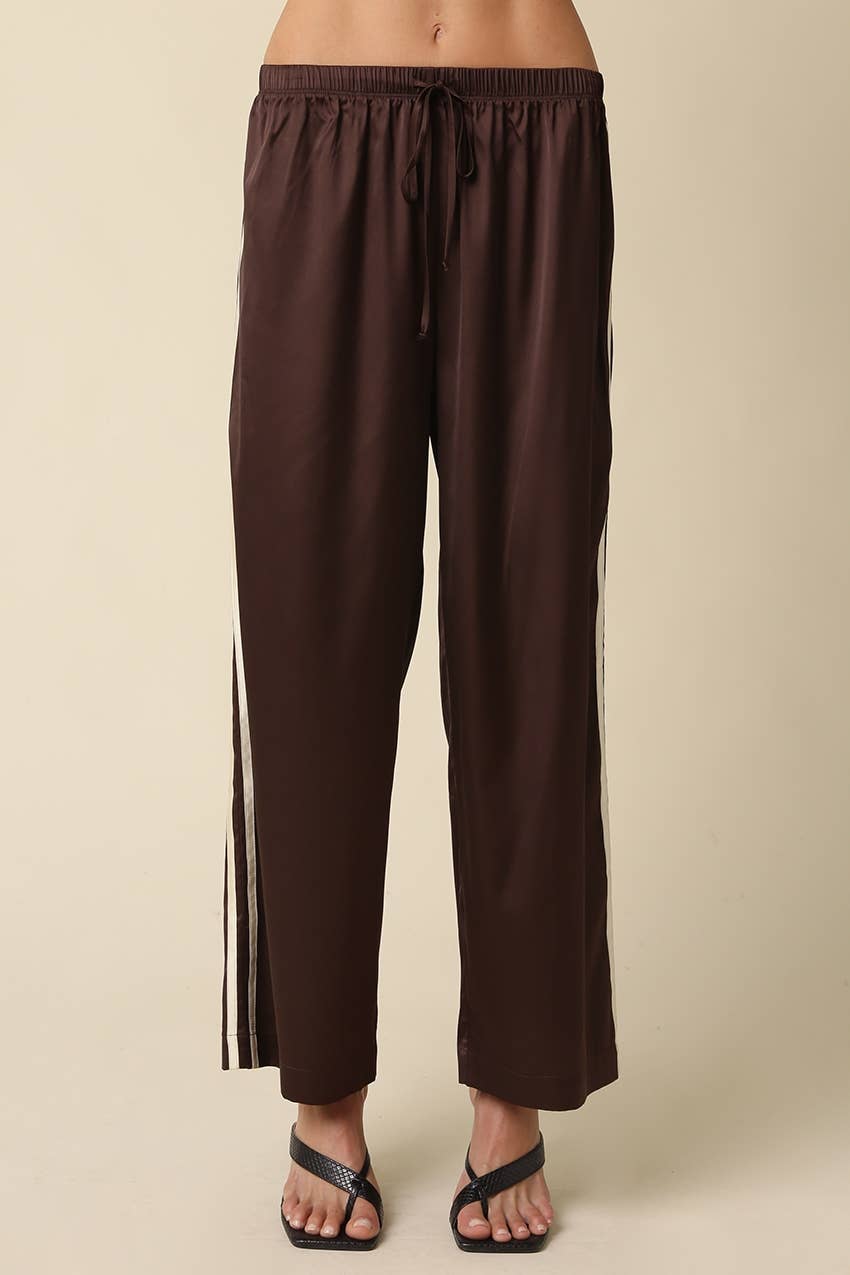 Maggie Side Stripe Pants: NAVY CREAM / M
