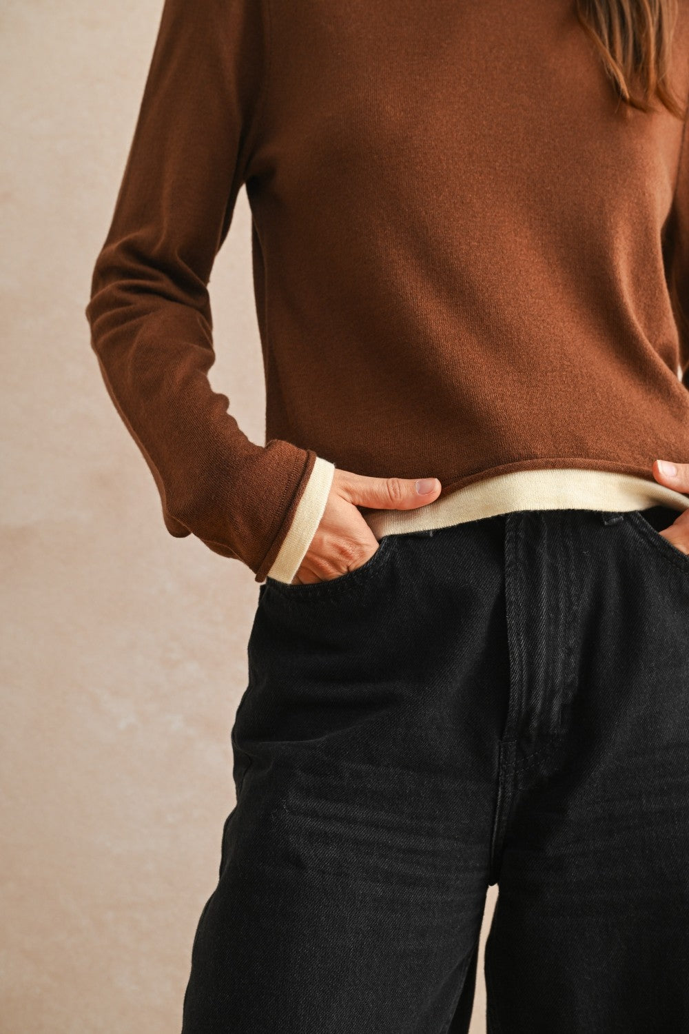 Long Sleeve Looks Latered Knitted Top