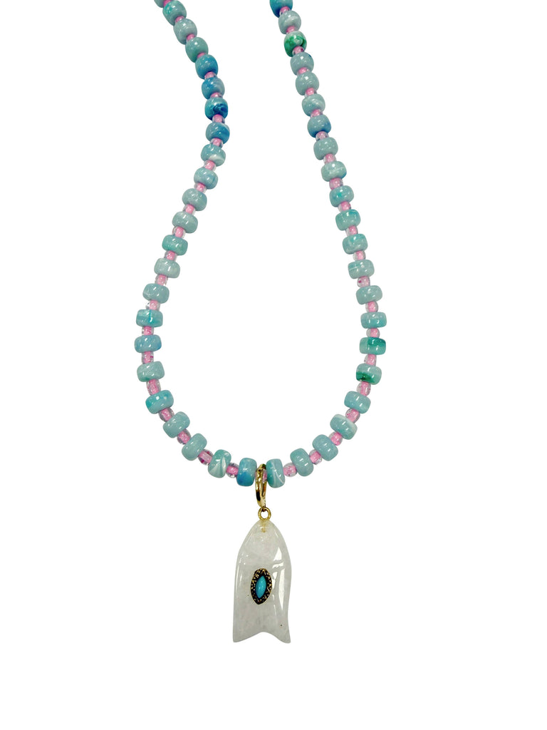 Hampton Beaded Fish Charm Necklace- Blue