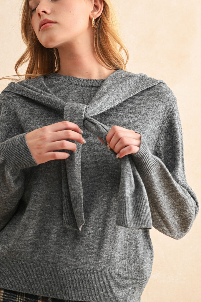Round Neck Basic Sweater With Shoulder Detail