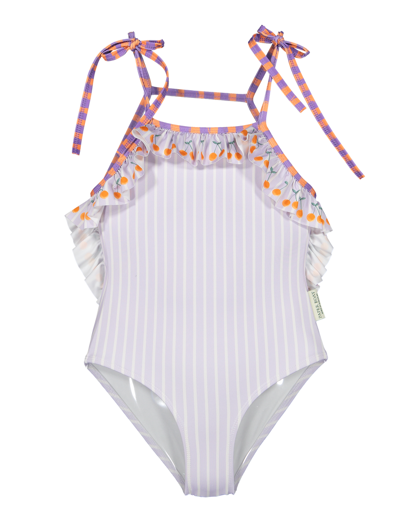 Lavander cherry swimsuit: 4Y