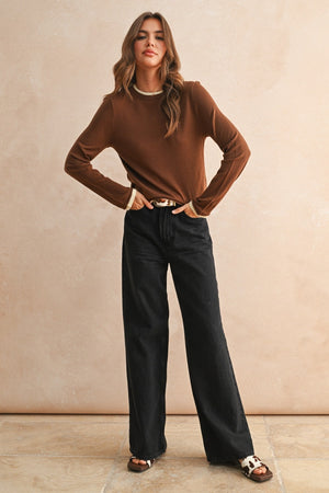 Long Sleeve Looks Latered Knitted Top