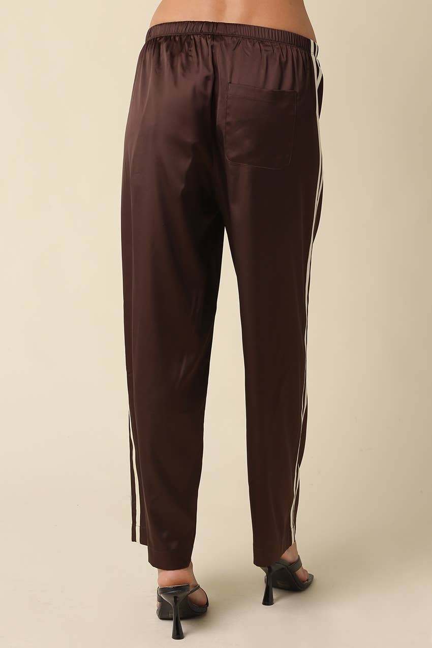 Maggie Side Stripe Pants: NAVY CREAM / M