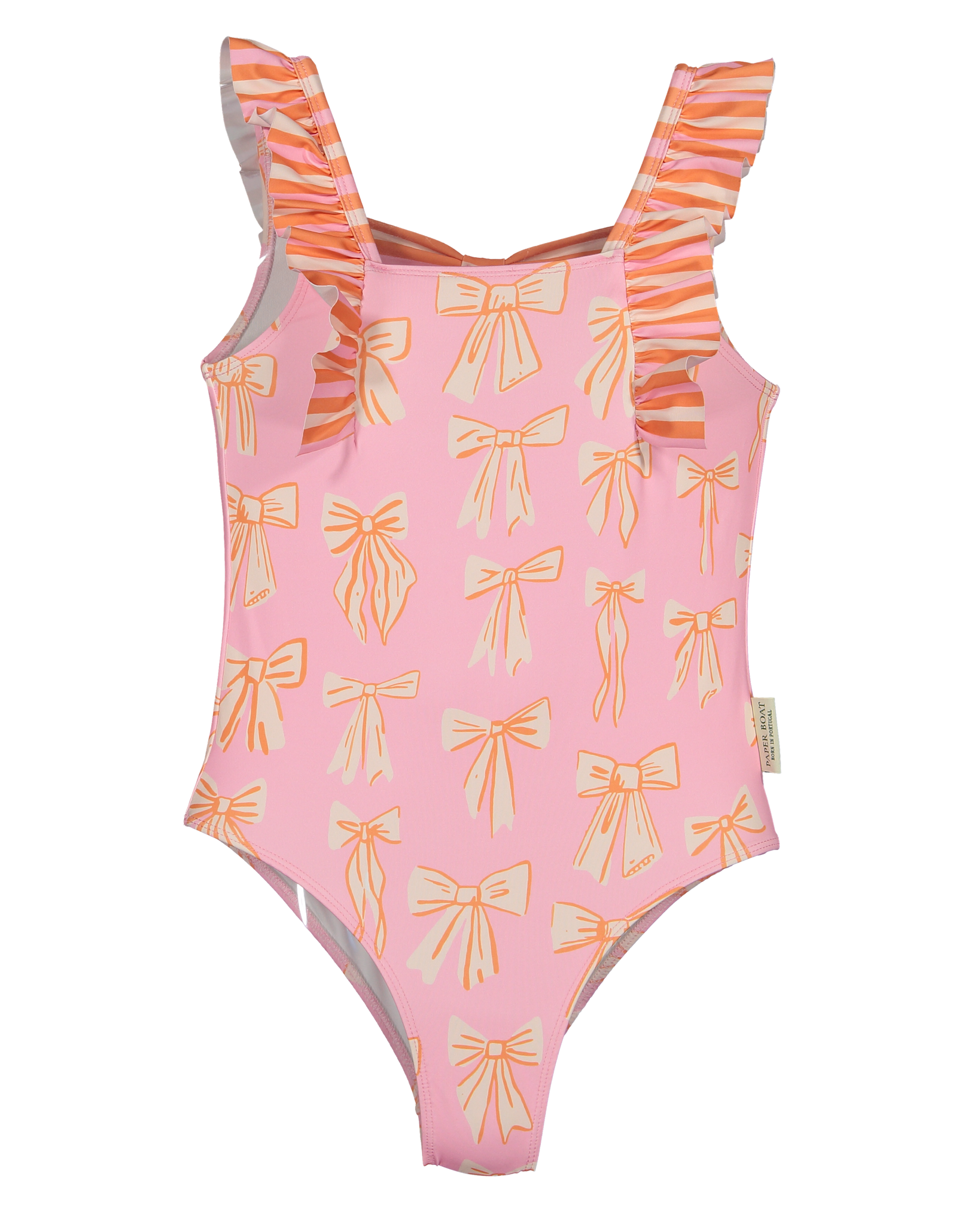 Beach stripes and bows swimsuit: 8Y