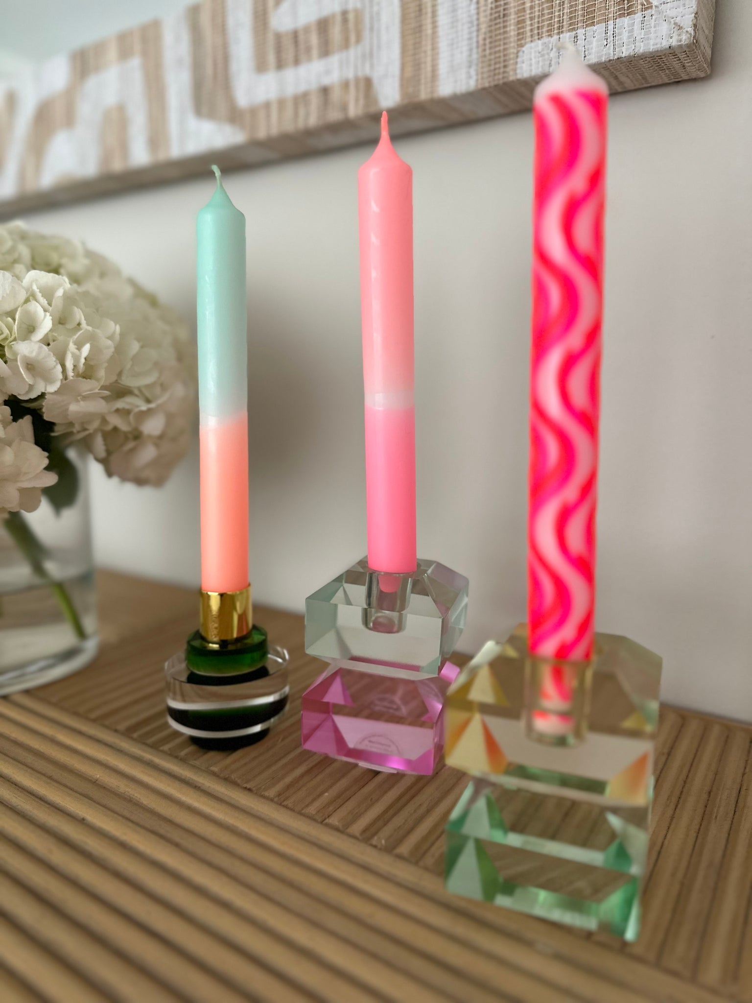 Lucite Candholder Diamond Green