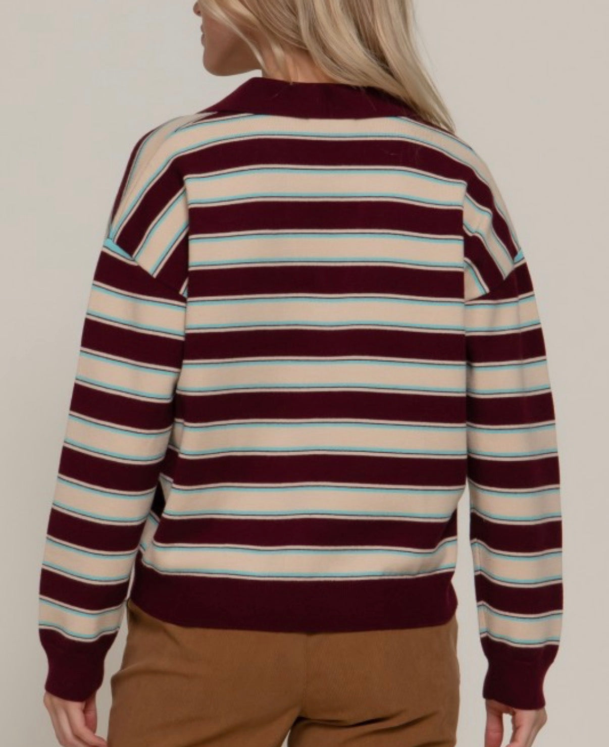 Multi Stripe Polo Sweater