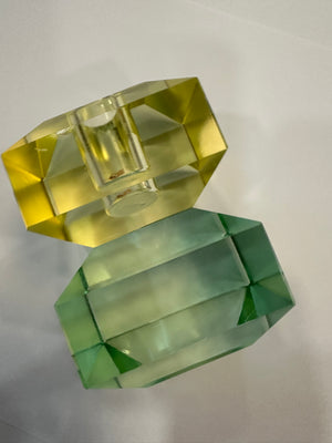 Lucite Candholder Diamond Green