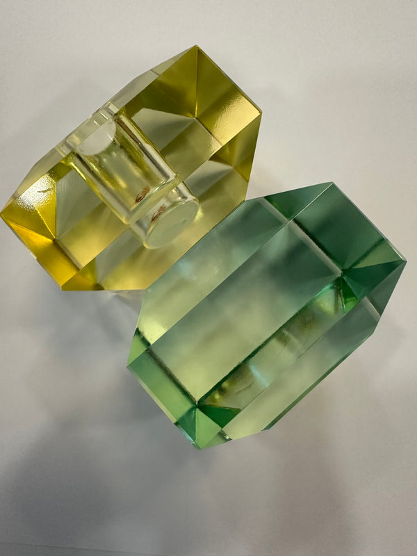 Lucite Candholder Diamond Green