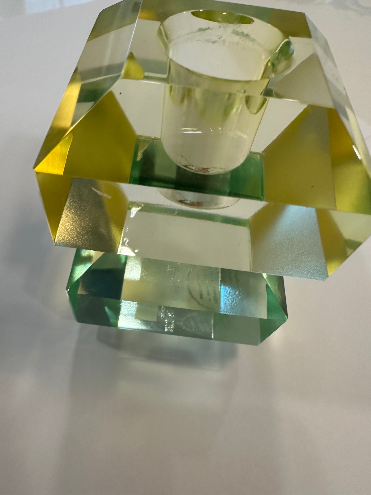 Lucite Candholder Diamond Green
