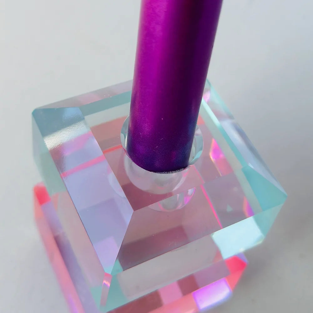 Lucite Candholder Diamond Pink