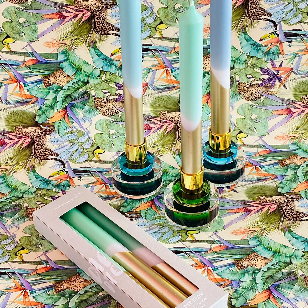 Lucite Green Disc Candle Holder