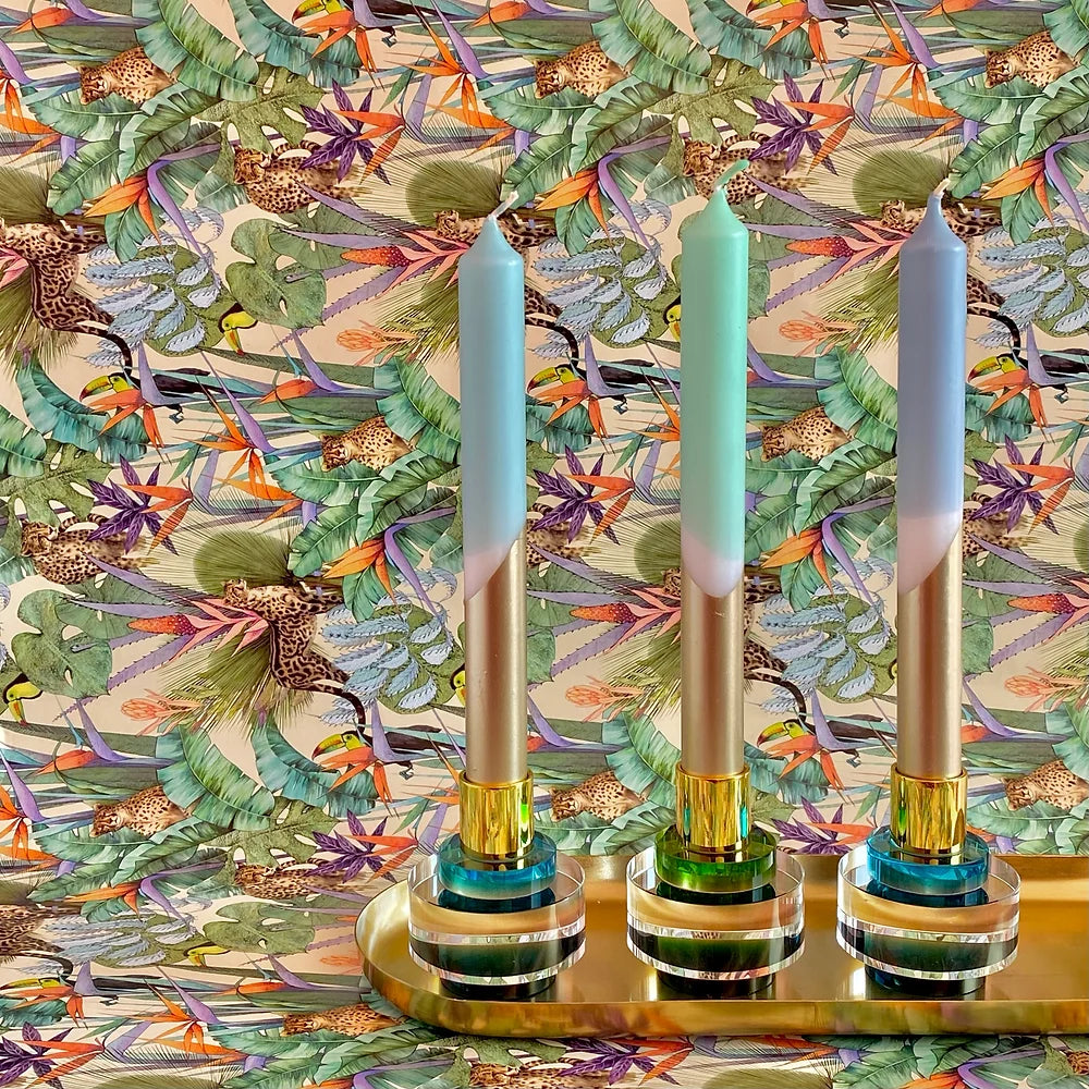 Lucite Green Disc Candle Holder