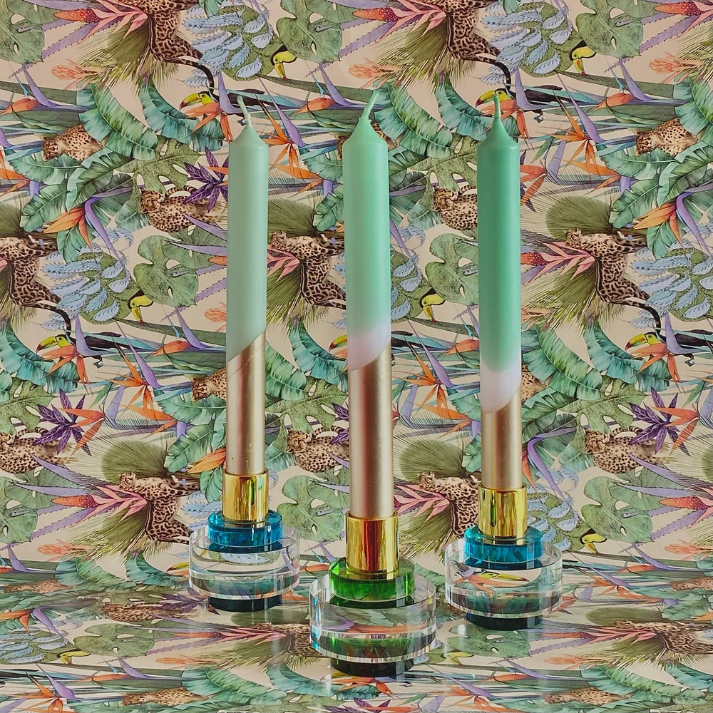 Lucite Green Disc Candle Holder