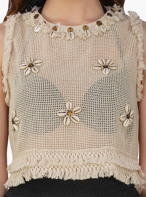 Talia Crochet Beaded Top