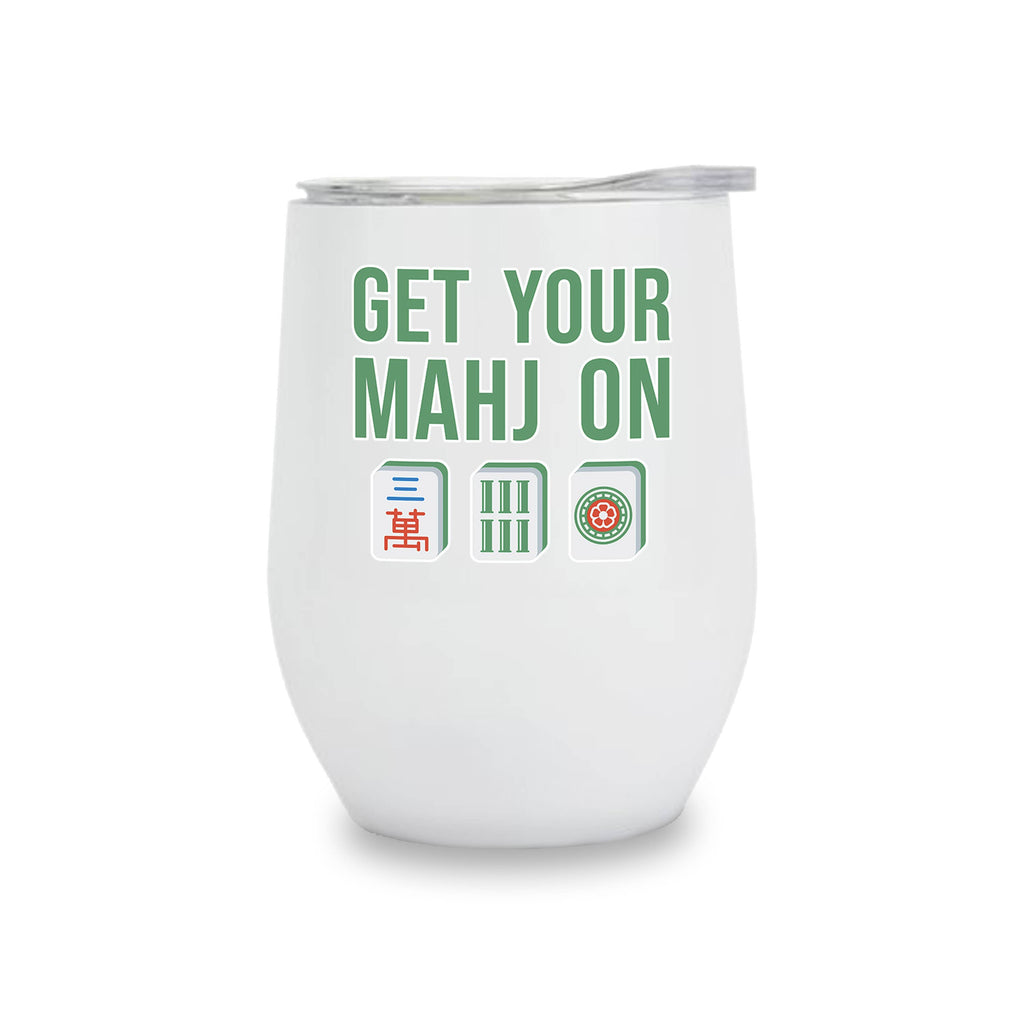 Insulated Wine Tumbler - (White)  Mahjong Tiles