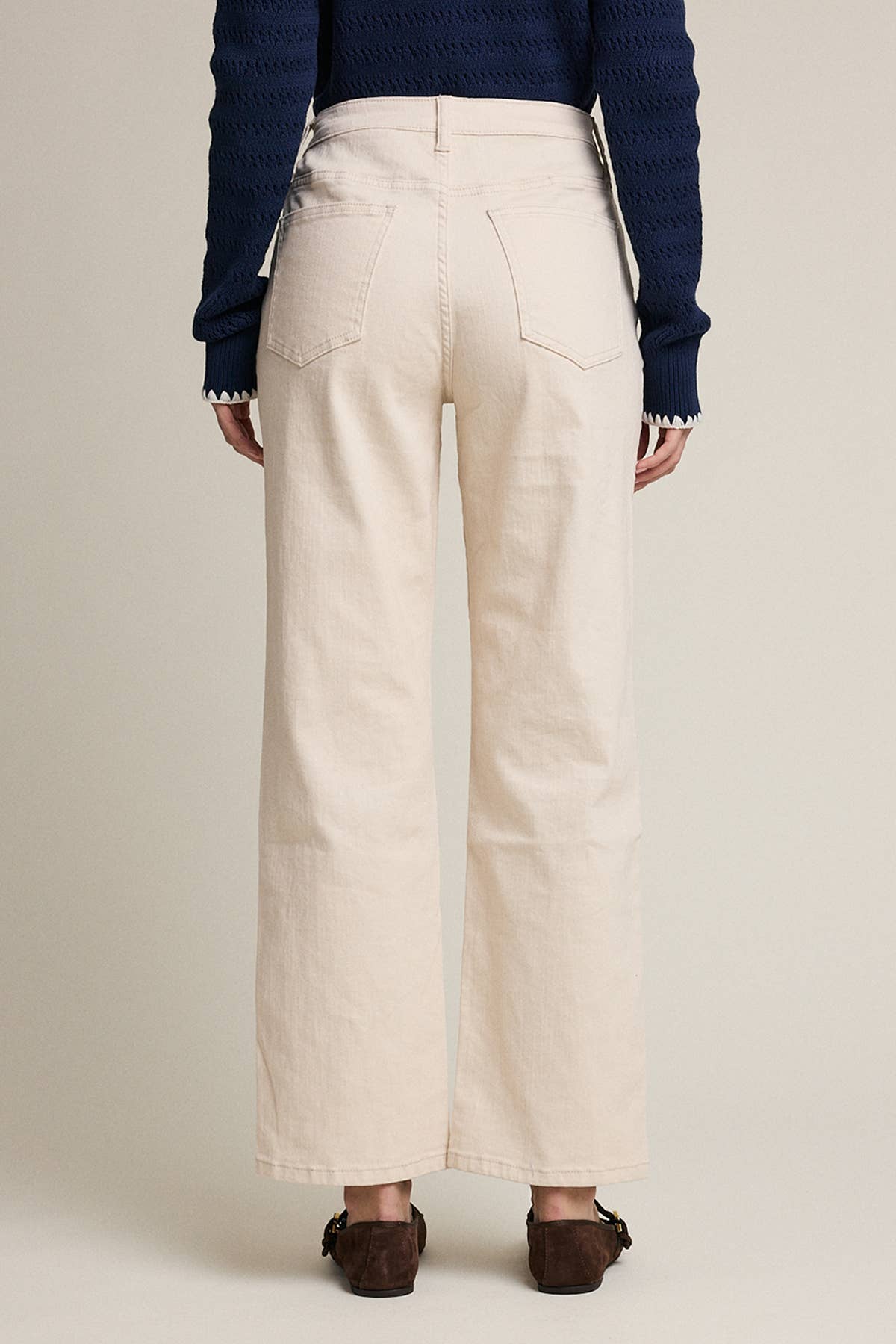 Studded Straight-Leg Denim Pants - RB1107: CREAM / S-M-L (3-2-1)