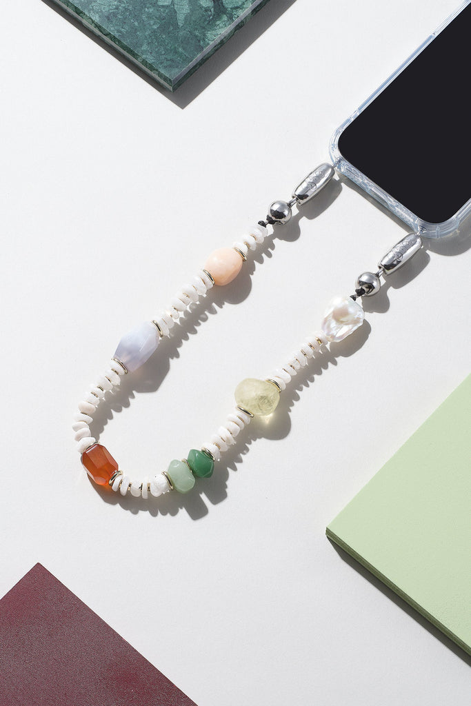 Stacked Gemstone + Pearl Wristlet