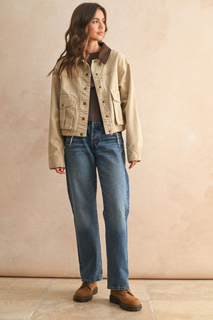 Collar Contrasted Utility Jacket