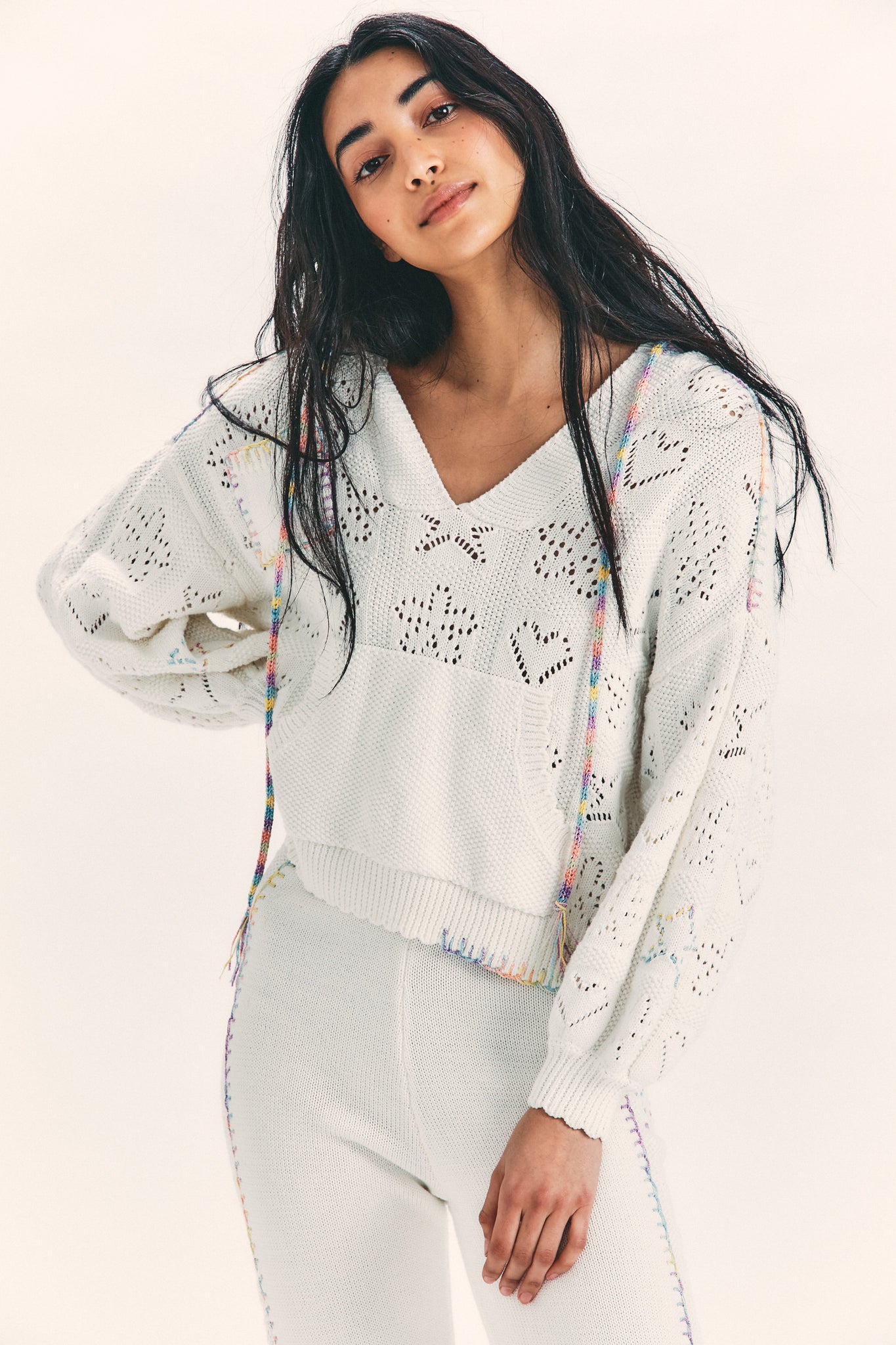 LoveShackFancy Alder Hoodie Antique White