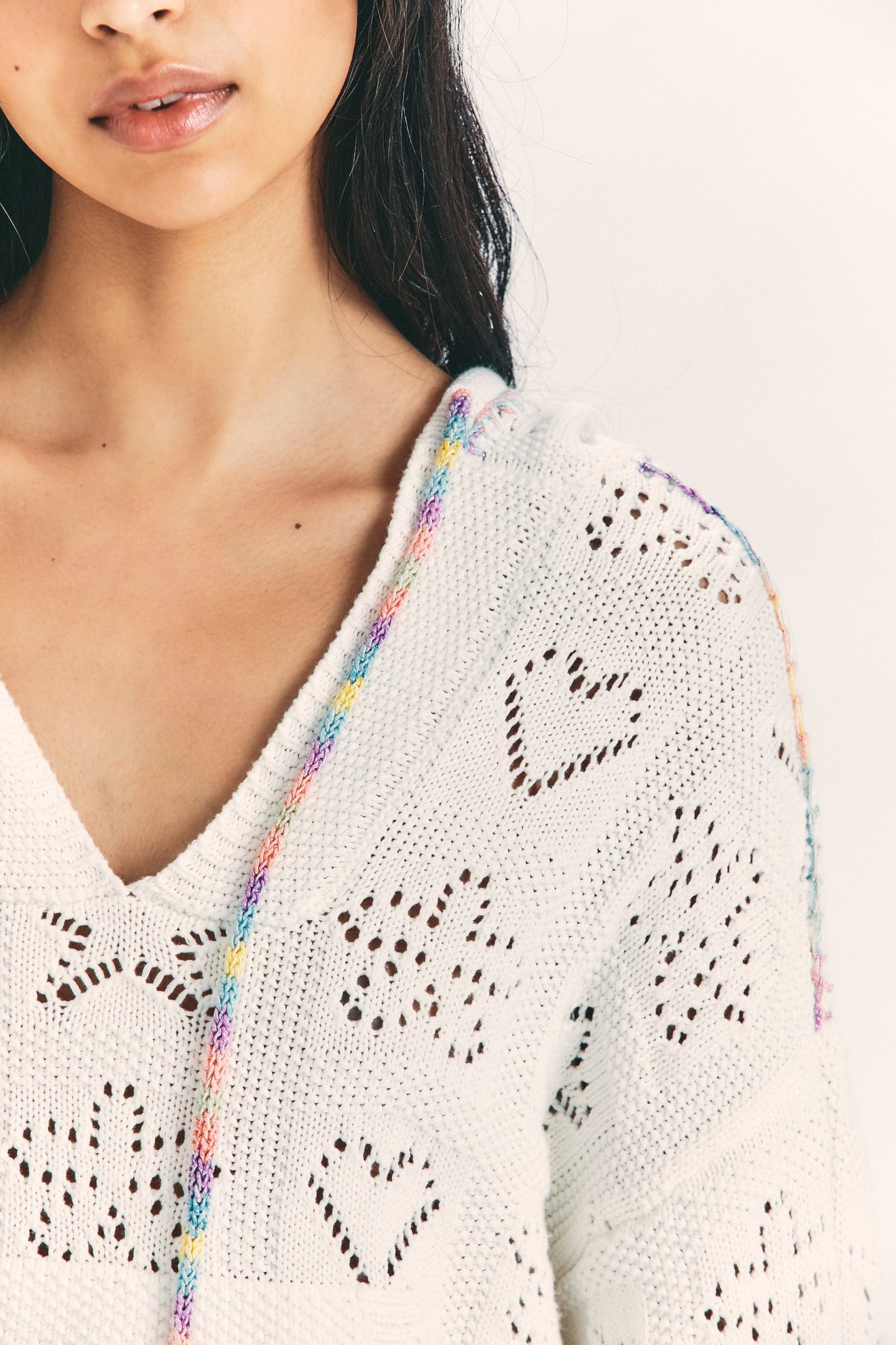 LoveShackFancy Alder Hoodie Antique White