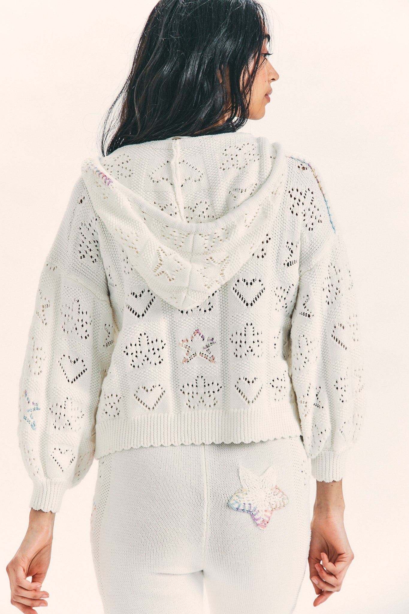 LoveShackFancy Alder Hoodie Antique White