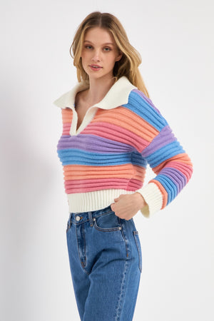 Rainbow Stripe Knit Top